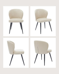Garvee Ensemble de 2 chaises de salle à manger , ergonomiques, en cuir, pieds en acier, pour la cuisine et la salle à manger, hauteur d'assise de 59 cm (23,2 po), couleur neutre
