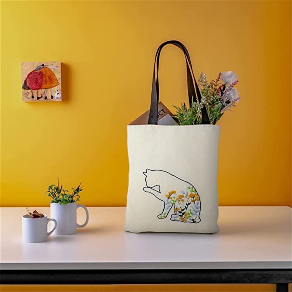 Kit de broderie Garvee 3 pièces pour débutants avec motif, instructions, sac à broder, tambour à broder, kits de point de croix à faire soi-même pour sacs en toile, adultes