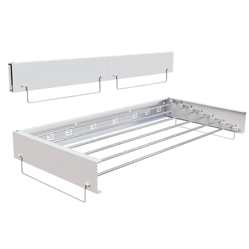 Étendoir à linge mural Garvee avec 6 barres en aluminium, pliable, pour salle de bain et buanderie, gain de place, stable, blanc