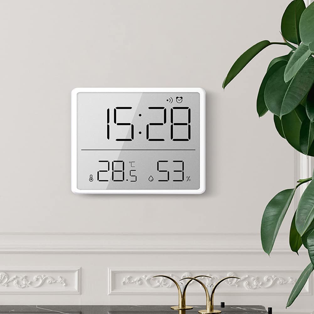 Garvee réveil numérique LED aimanté avec température et minuteur, blanc, en plastique, pour chambre et bureau