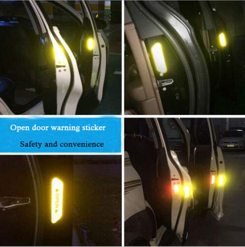 Garvee 4 Autocollants réfléchissants jaunes pour portières de voiture, résistants aux rayures et universels pour la conduite de nuit