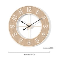 Horloge murale silencieuse GARVEE grand format 60 cm, style moderne imitation bois, résistante aux intempéries, idéale pour la cuisine, le salon, le bureau ou le bar.