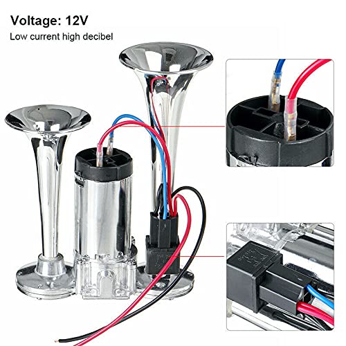 Klaxon pneumatique Garvee 600 dB à double tonalité et double trompette électrique pour camion, bateau et train (kit de haut-parleurs)