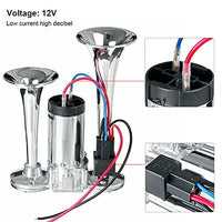 Klaxon pneumatique Garvee 600 dB à double tonalité et double trompette électrique pour camion, bateau et train (kit de haut-parleurs)