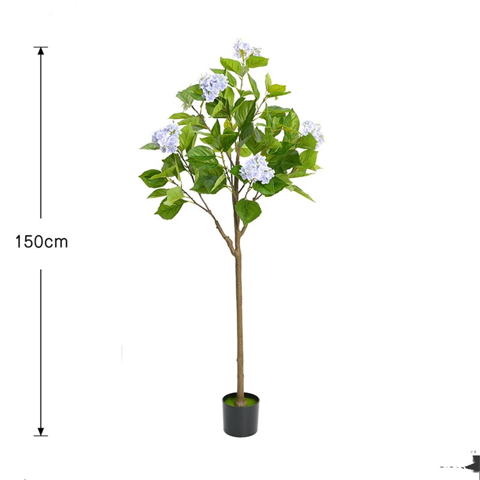 Hortensia artificiel Garvee de 120 cm ou 150 cm avec pot moderne, idéal pour la décoration du salon ou du bureau. Facile d'entretien, robuste, réaliste et vert.