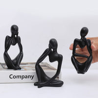 Ensemble de 3 statues miniatures de penseurs abstraits Garvee, sculpture en résine noire moderne