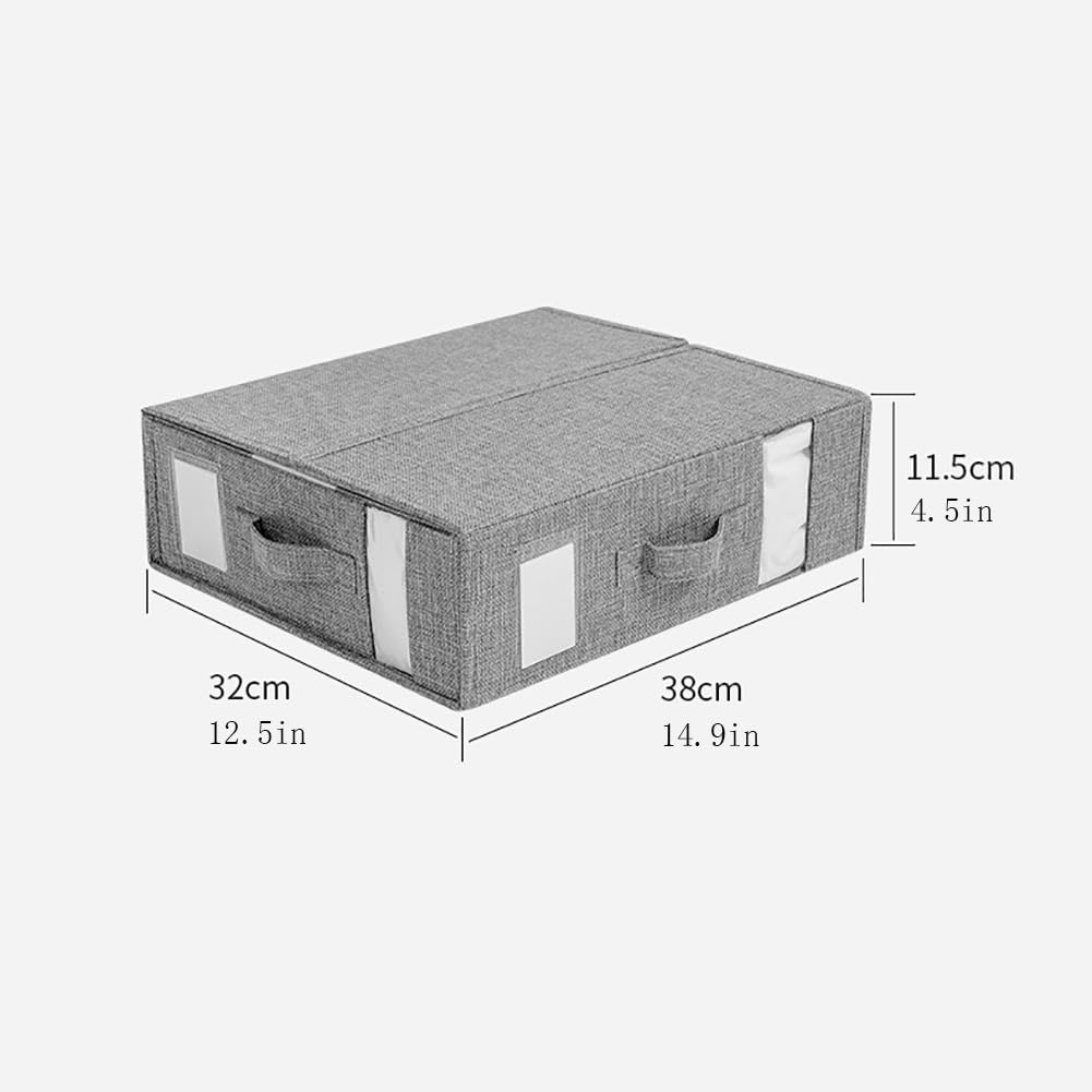 Boîte de rangement sous lit Garvee en 2 pièces avec couvercle, organisateur de literie, grise, polyvalente, anti-poussière, robuste, grande taille