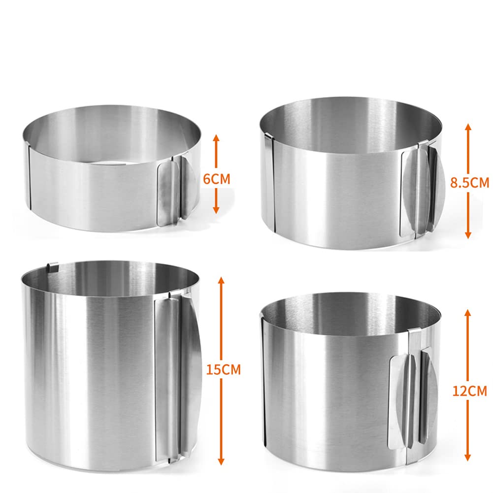 Cercle à mousse télescopique Garvee en acier inoxydable, réglable de 6 à 30 cm avec graduation, hauteur 12 cm, idéal pour la pâtisserie familiale.