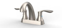 Robinet de salle de bain Garvee de 10 cm (4 po), valve en céramique, fini nickel brossé, double poignée, bonde escamotable, installation facile