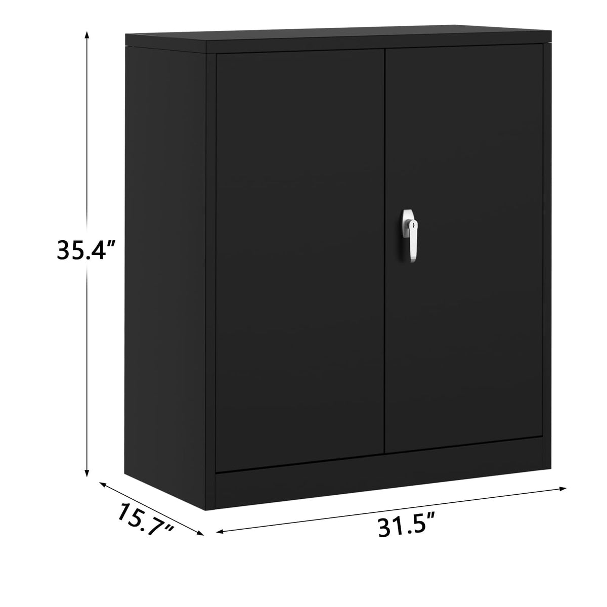 Armoire d'atelier Garvee en acier, 89 cm (35 pouces), verrouillable, revêtement en poudre, antirouille, noire, pour garage et bureau
