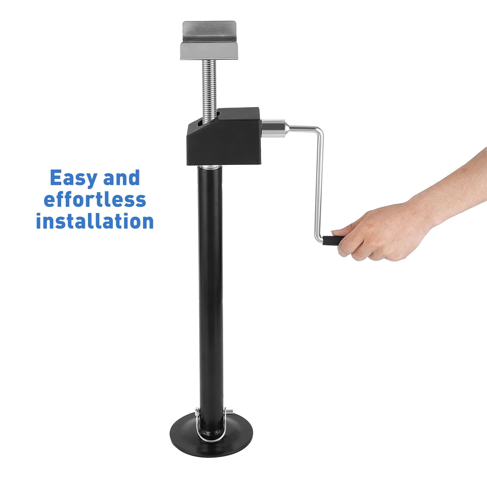 Garvee Lot de 2 béquilles stabilisatrices pour caravane et remorque, supports en acier antirouille, capacité 2 270 kg, hauteur réglable 53–87 cm, utilisation avec perceuse ou manivelle