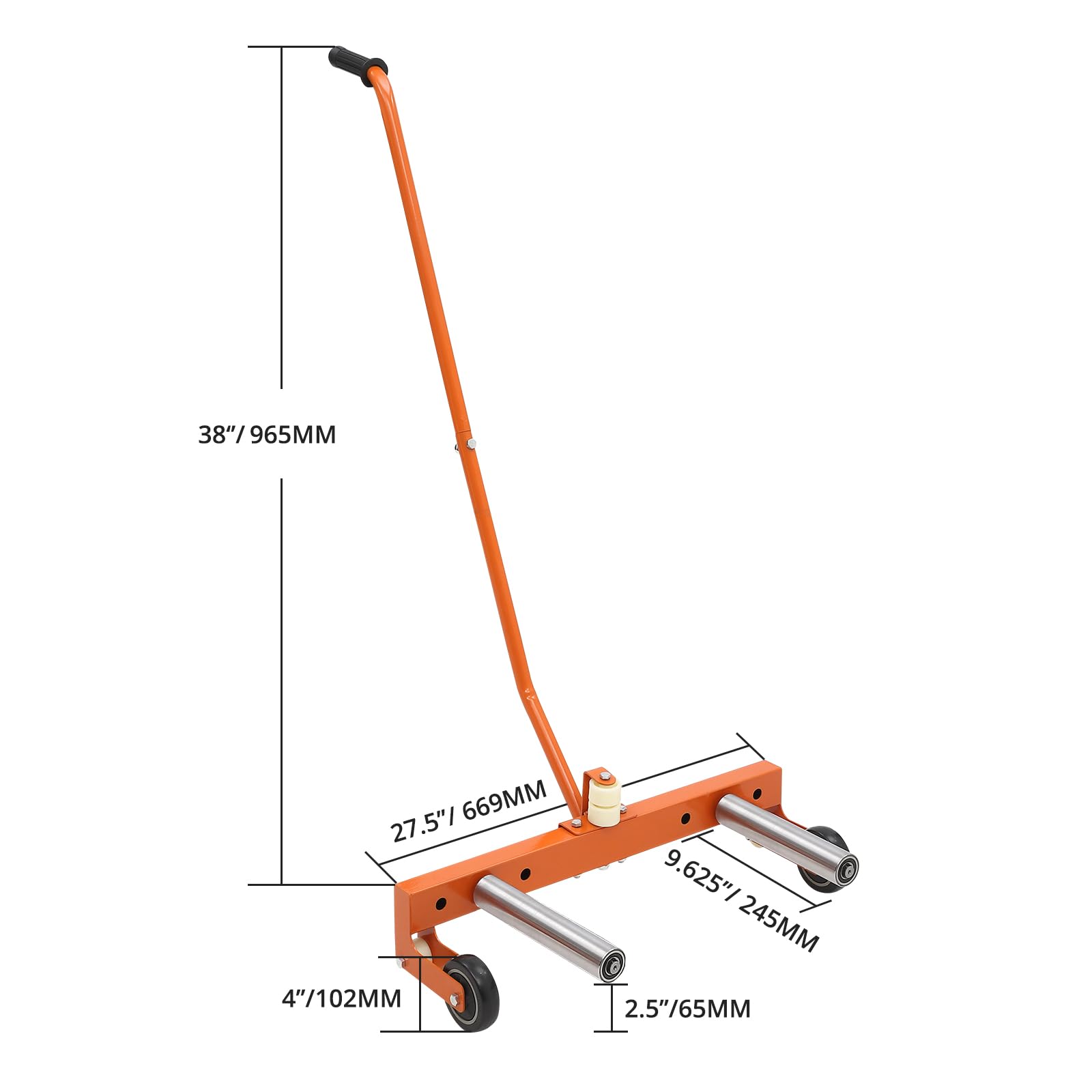 Chariot porte-roue Garvee pour pneus de camion, réglable, capacité 150 kg, rouleaux de 24 cm, rotation 360°, pour pneus de 16,5 à 62 cm de large, idéal pour garage et atelier, couleur orange