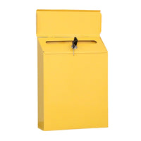 Boîte aux lettres Garvee avec serrure à clé, en métal, murale, pour porte d'entrée, bureau, extérieur, 21,5 x 6 x 29 cm, jaune