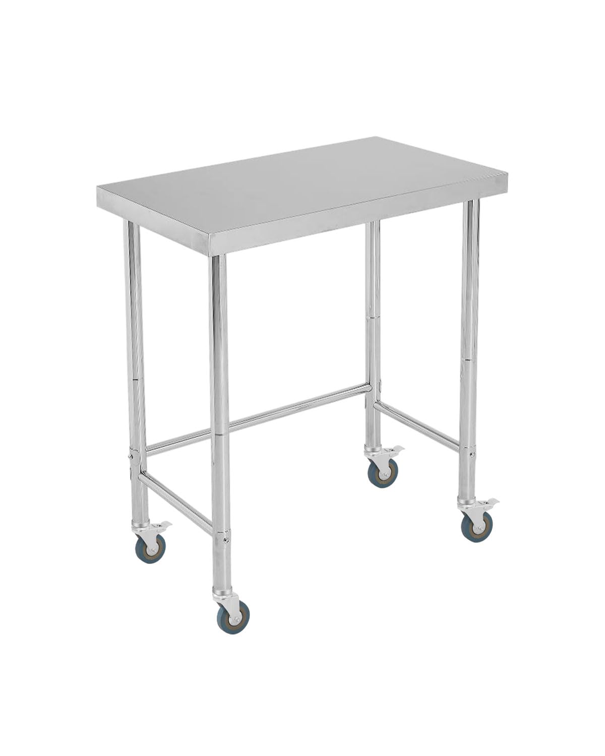 Table de travail Garvee en acier inoxydable 18 x 32 pouces avec roulettes pour cuisine et atelier, antirouille, résistante à la chaleur, stable