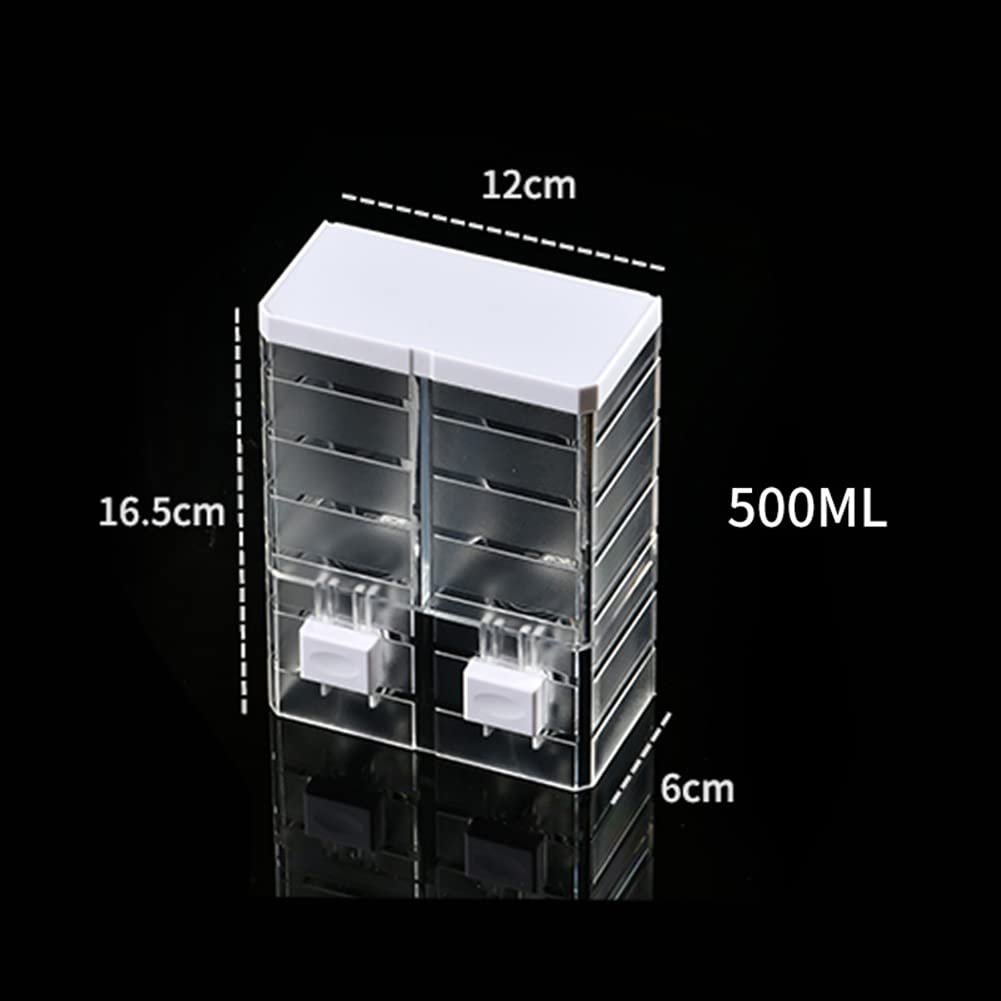 Distributeur de savon liquide manuel Garvee 500 ml, double tête, fixation murale, plastique transparent, pour salle de bain ou hôtel.
