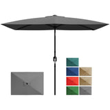 Garvee Parasol Rectangulaire 10'x6.5' Gris - Protection UV, Polyester Imperméable, Armature Renforcée en Acier, Pour Jardin, Terrasse, Piscine - Gris