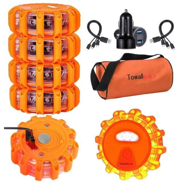 Lot de 6 lampes torches LED Garvee pour éclairage de secours avec 9 modes de clignotement, chargement USB, matériaux ABS+PC, base et crochet magnétiques, étanches, pour voitures, camions et bateaux.