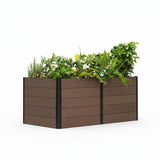 Garvee Jardinière surélevée aspect bois 122 × 64 × 74 cm, bac composite durable sans fond, racines profondes, montage facile, légumes, herbes et fleurs - Marron