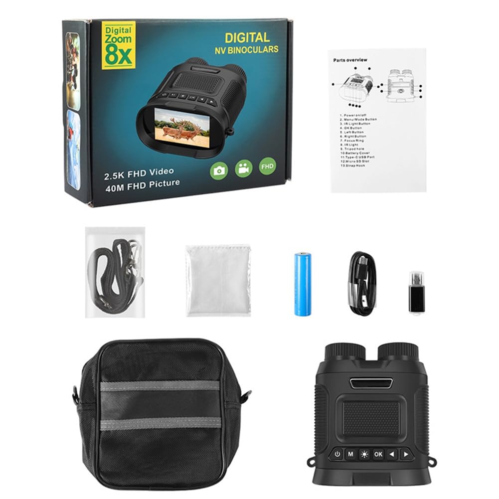 Jumelles infrarouges numériques Garvee 2,5K 40MP avec zoom 8x pour la chasse et le camping, batterie 2500 mAh, robustes