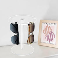 Garvee Présentoir à lunettes de soleil en acrylique transparent à double niveau, rotatif à 360°, pour bijoux et lunettes de table