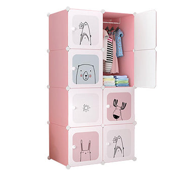 Garde-robe modulaire pour enfants Garvee, à monter soi-même, robuste et peu encombrante, rose, 75 x 47 x 147 cm, pour chambre et couloir.