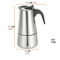 Garvee Machine à expresso en acier inoxydable pour la maison et le bureau, poignée résistante à la chaleur, préparation rapide.
