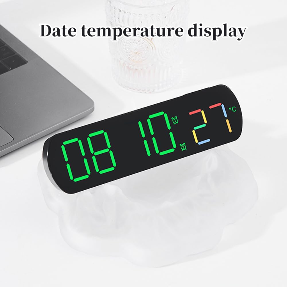 Garvee Réveil numérique 16, 5 cm LED avec affichage de la température, luminosité réglable, fonctionne sur piles, horloge de chevet