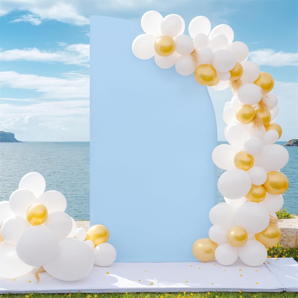 Arche de mariage Garvee - Housse extensible en spandex de 1,5 m (5 pi) en forme de croissant, élastique et réutilisable, blanche, idéale pour la décoration de mariages, d'anniversaires et de fêtes.