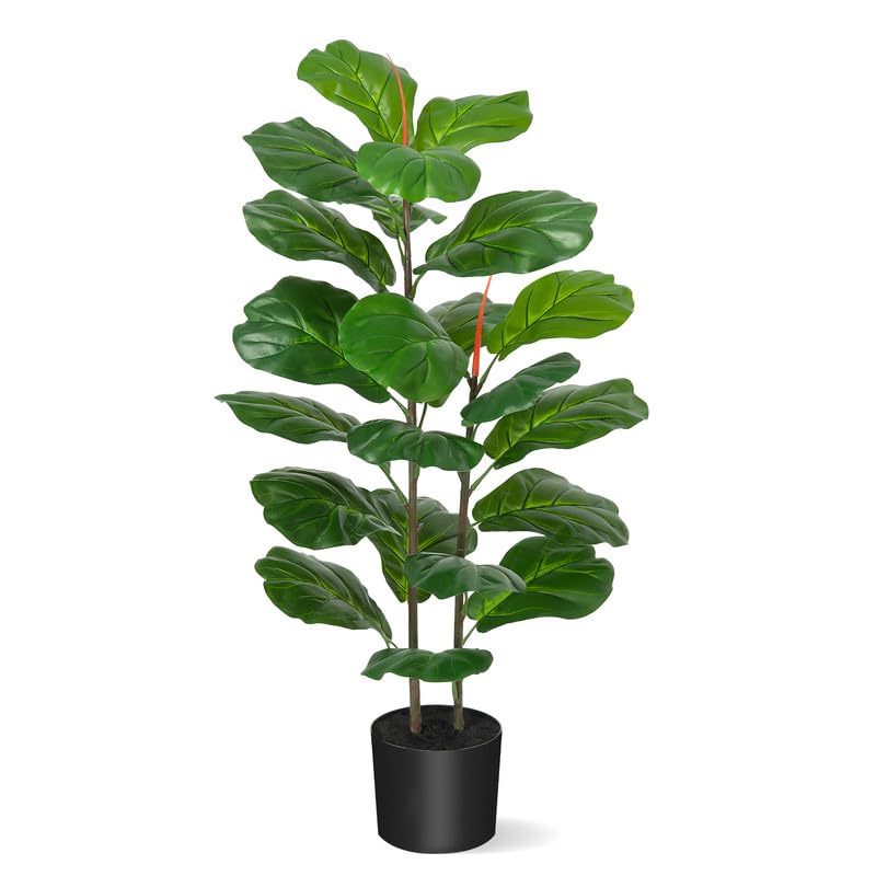 Ficus lyrata artificiel Garvee de 99 cm (39 pouces), en plastique vert réaliste et facile d'entretien, idéal pour le bureau et le salon.