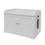 Garvee Meuble Cache Litière Chat en Bois, Design Moderne avec Double Porte et Ventilation, Armoire pour Bac à Litière pour Chat, Blanc - Blanc
