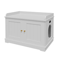 Meuble de rangement pour litière Garvee, WC dissimulé, double porte, design intérieur, bois marron, 80 cm