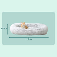 Panier pour chien Garvee 165 × 100 × 30 cm – Moelleux et doux, en fausse fourrure de lapin, lavable, chaud et confortable, gris clair