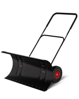 Garvee Pelle à neige 73,7 cm en acier robuste avec roues, lame et poignée réglables en hauteur, ergonomique, durable, pour allées, noire - Noir