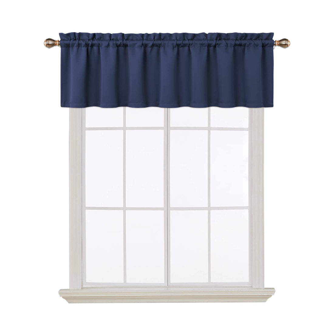 Cantonnières occultantes Garvee pour fenêtres, salon, cuisine, chambre, bleu marine, 132 x 38 cm, isolantes thermiques
