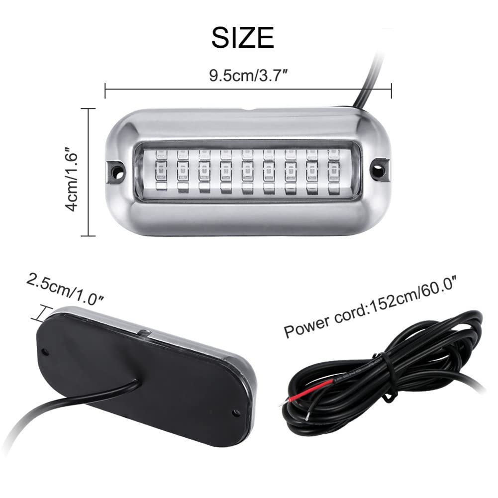 Garvee Lot de 2 lampes marines 27 LED, éclairage sous-marin pour bateau, éclairage de rétroviseur pour ponton en acier inoxydable, lampe de pont étoilée Vissen, lampe de nuit pour yachting et bateau en acier inoxydable