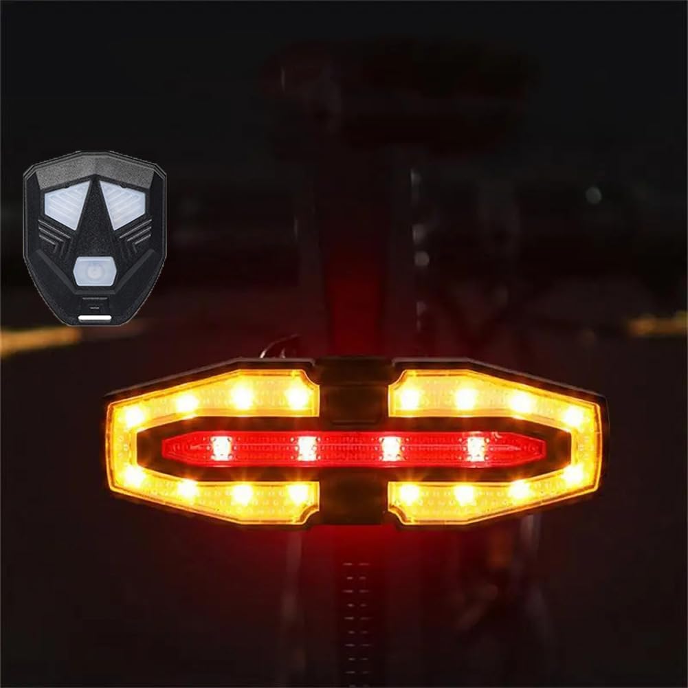 Feu arrière de vélo Garvee avec clignotants et feu stop, alarme antivol rechargeable sans fil, noir, pour le cyclisme urbain avec télécommande