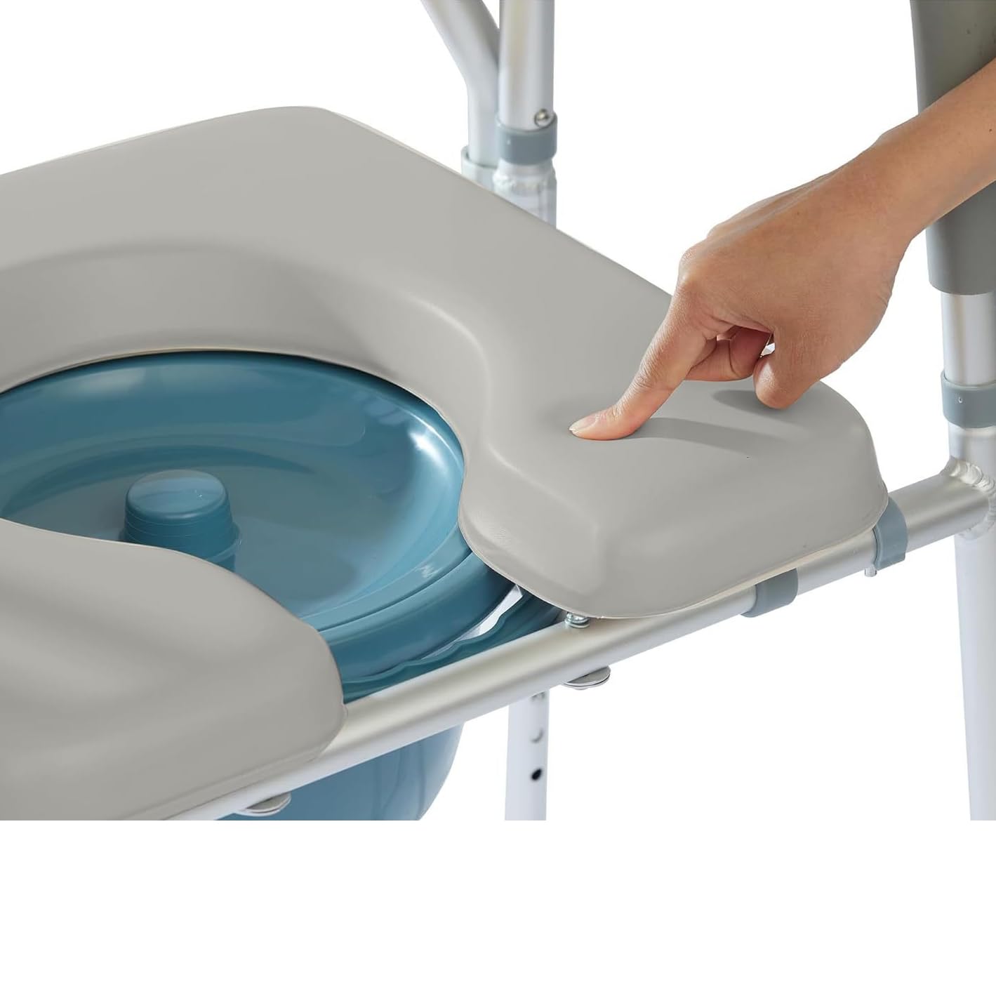 Siège de toilette surélevé Garvee avec accoudoirs, réglable en largeur et en hauteur, rembourré, cadre en aluminium, antidérapant, pour seniors, porte-papier toilette inclus