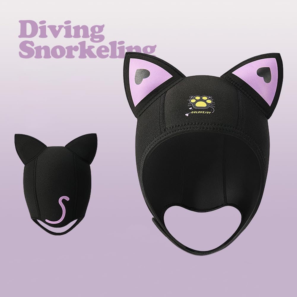 Cagoule de plongée Garvee avec oreilles de chat, en néoprène 3 mm, étanche, élastique avec mentonnière, pour la plongée et les sports nautiques