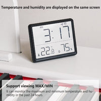 Réveil numérique LED Garvee avec aimant, affichage de la température, minuteur de cuisine, en plastique noir, idéal pour le bureau et la chambre.