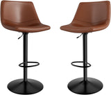 Garvee Lot de 2 tabourets de bar marron café pivotants à 360°, hauteur réglable 61 à 81,3 cm, dossier rembourré et repose-pieds - Couleur café