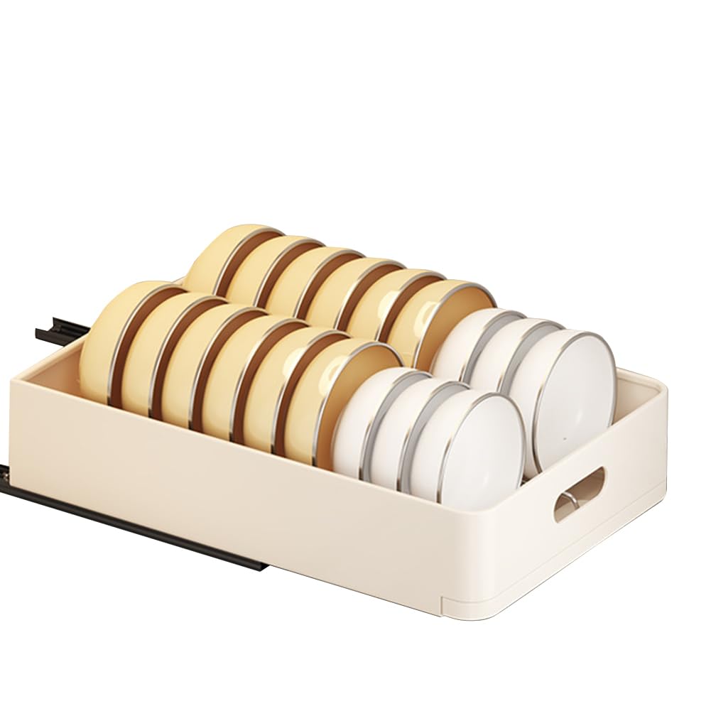 Égouttoir à vaisselle télescopique GARVEE 39,5 x 24,5 x 7,5 cm Blanc – Organisateur de placard de cuisine multifonctionnel, peu encombrant et silencieux