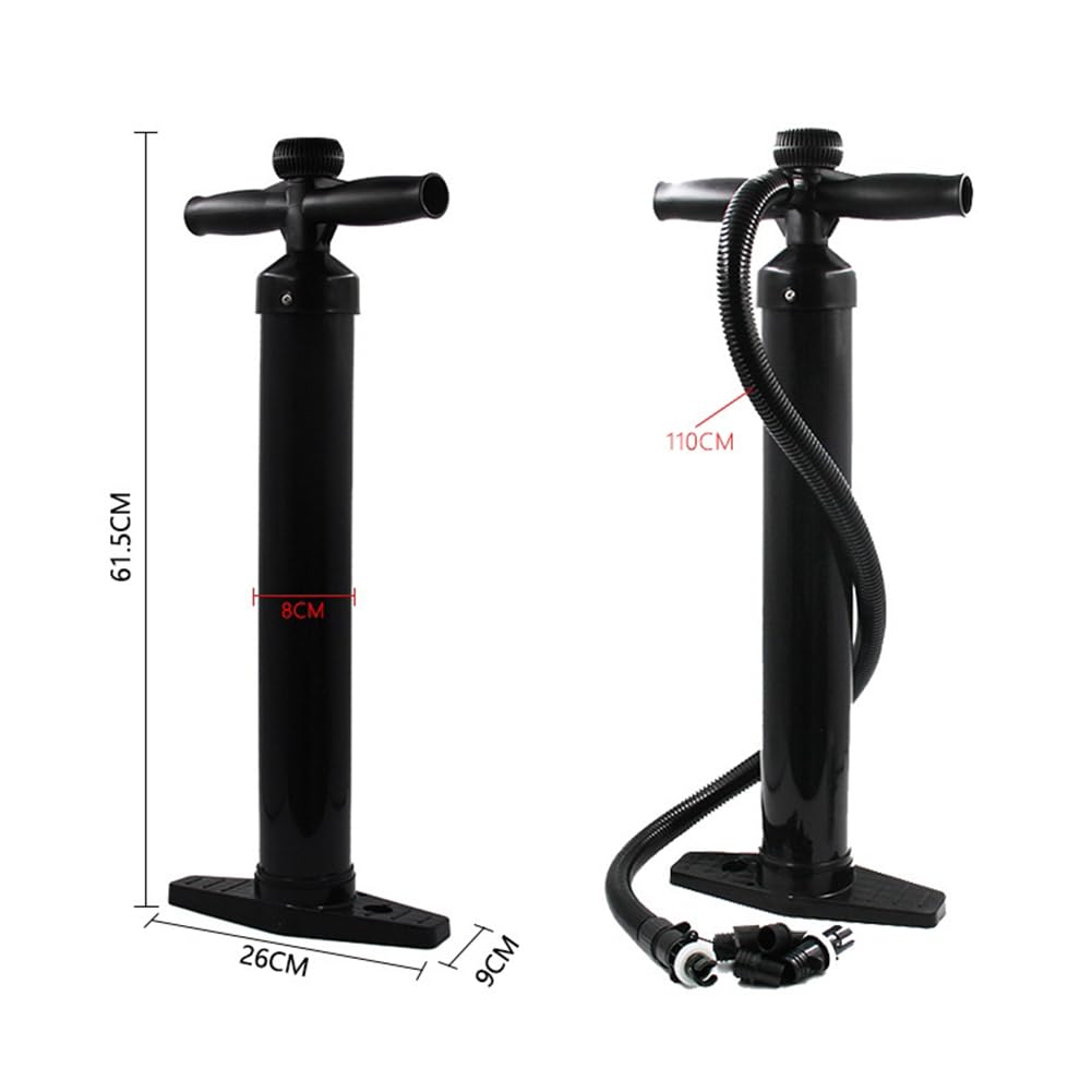 Pompe à main Garvee à simple action 1,8 bar avec manomètre, haute pression, 6 embouts, en plastique, pour matelas pneumatiques et kayaks