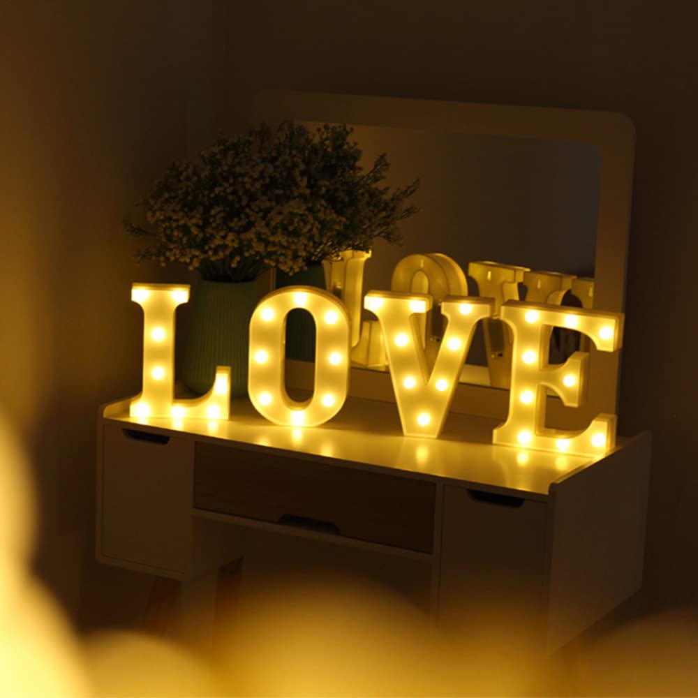 Garvee Enseigne lumineuse LED « Liefde » 22 cm, veilleuse à piles pour décoration de fêtes intérieures et extérieures