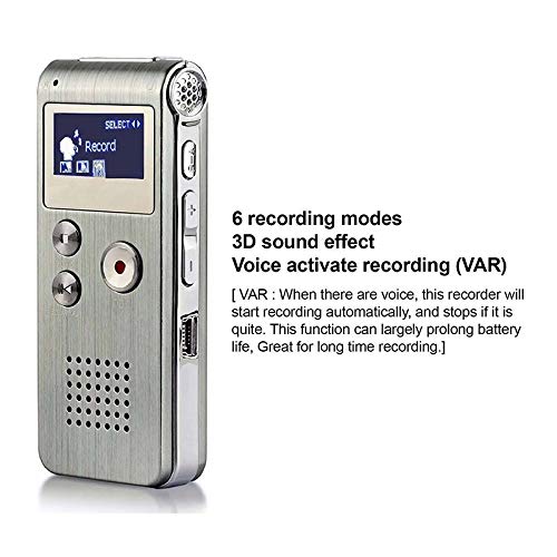 Enregistreur audio numérique portable Garvee 8 Go avec microphone intégré pour réunions - Léger et doté d'une longue autonomie
