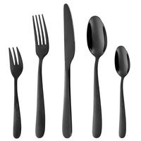 Ménagère Garvee 60 pièces, acier inoxydable noir, pour 12 personnes, finition miroir, compatible lave-vaisselle, design moderne, salle à manger