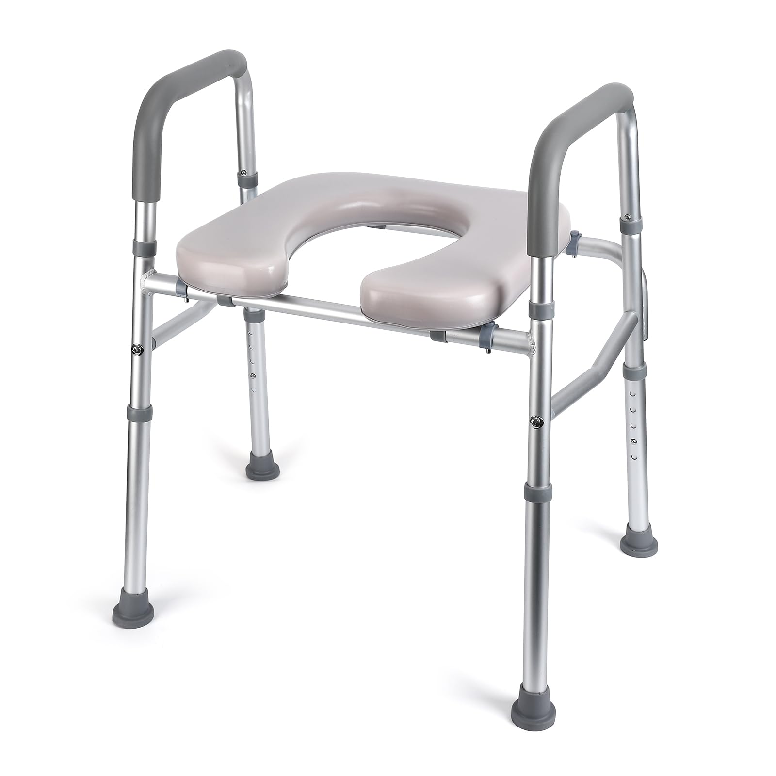 Garvee Rehausseur de Toilettes avec Accoudoirs, Hauteur Réglable, Cadre en Aluminium, Siège Rembourré, Charge 158 kg, pour Seniors et Personnes à Mobilité Réduite