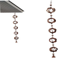 Carillon éolien en métal Garvee Rain Chain Bell Goot 108 cm, décoration de gouttière et de jardin, style rétro argenté