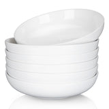 Garvee Lot de 6 Bols à Pâtes en Porcelaine 19, 8cm, 623, 7g, grand et Peu Profond, Blanc, Idéal Repas Familiaux