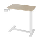 Garvee table de lit réglable en hauteur avec roulettes cachées, plateau 71 × 41 cm bois naturel, bureau mobile - Bois naturel