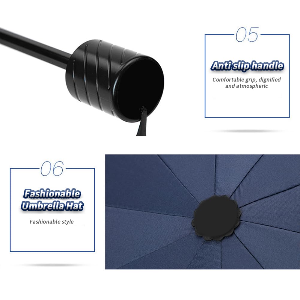Parapluie familial Garvee grand format, coupe-vent et pliable, noir, 130 cm, pour la pluie et le soleil